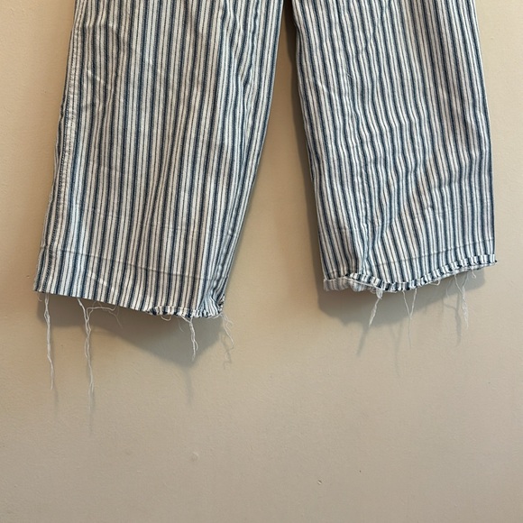 Madewell Pant Women 24 Emmett Striped Wide Leg Crop Exposed Button Fly Midrise - Picture 4 of 6